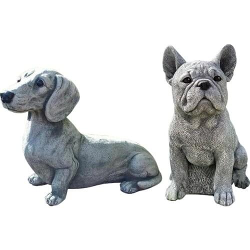 Statue Garden Decoration Dog Resin Decoration Dachshund & French Bulldog Sculpture Home Ornaments