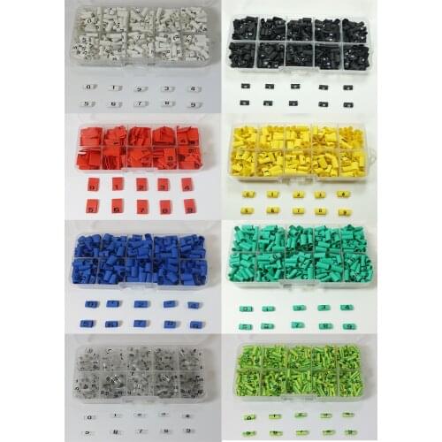 Plastic box heat shrink tubing cable marker label Wire Number 0 to 9 1-16mm 8 Colore PVC insulation shrink ratio 2:1