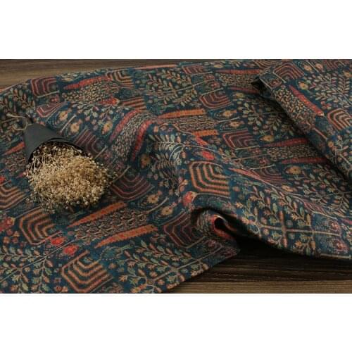 Early autumn national style linen high-grade printed loose robe fabric