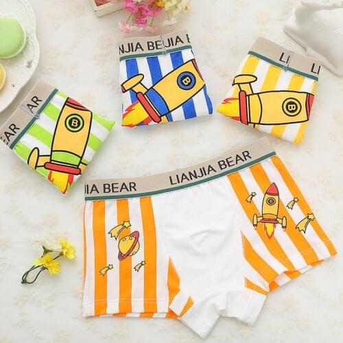 4pcs/lot Soft Cotton Boxers Underwear Boys Panties Childrens Shorts Cute Breathable Baby Briefs Underpants Kids Teenager Panty