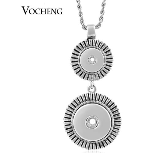 Vocheng Snap Button Jewelry 18mm&12mm Ginger Snap Button Stainless Steel Chain Combo Necklace NN-393 Free Shipping