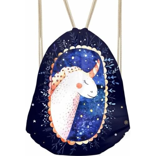 Funny Cartoon Galaxy Horse Print Women Men Drawstrings Bags Fashion Backpacks for Teenager Girls Storage Rucksack