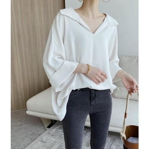 Quality order High 2021 summer Chiffon wide sleeve shirt for women