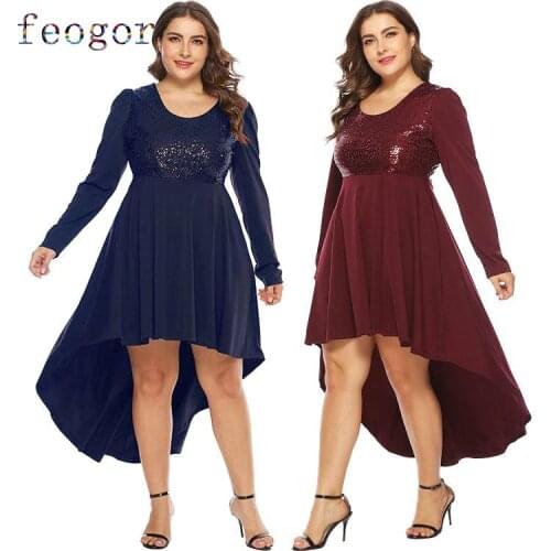 FEOGOR Autumn and winter plus size womens sequined dress mermaid dress dress skirt ball gown Elegant dress Dovetail skirt