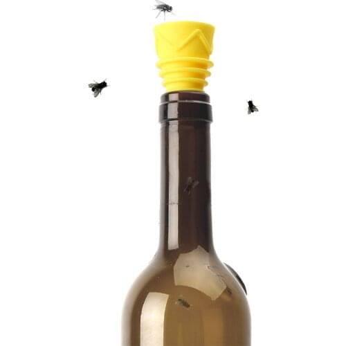 1/2 Fruit Fly Traps Household Restaurant Kitchen Moths Flies Catcher Cage Reusable Rubber Trapping Funnel for Wine Beer Bottles