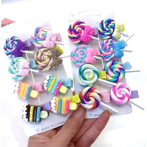 1pcs Cute Colored Lollipop Popsicles Children Hairpin Hair Clips Accessories For Girls Kids Hair Ornament Barrettes Headdress