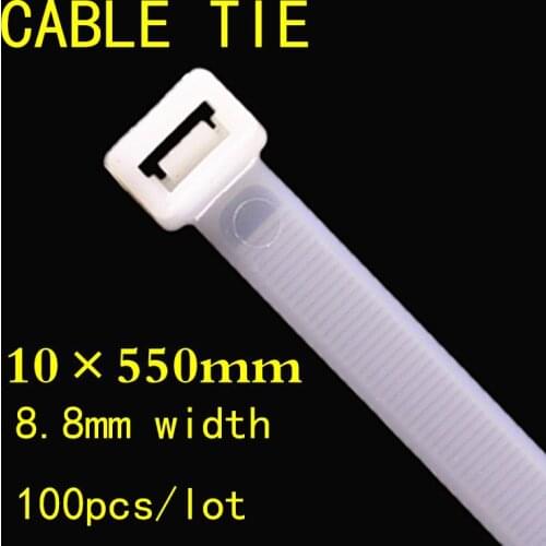 100PCS/pack 10*550mm Multi-Purpose Self-Locking Cable Ties Nylon Zip Wire Tie-Wraps Heavy Duty Strong and durable