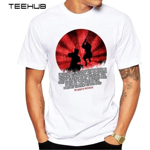 2019 TEEHUB Mens Fashion Samurai Miyamoto Musashi Printed Short Sleeve T-Shirt Hipster O-neck Design Tops Cool Desgin Tee
