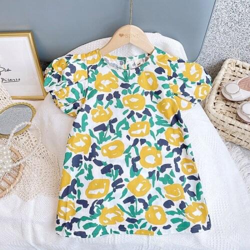 2021 Summer New Arrival Girls Fashion Floral Dress Kids Cotton Dresses Girls Clothes