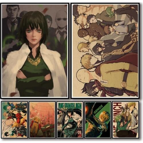 42 Designs Anime One Punch Man Kraftpaper Poster HomeDecal Artwork Painting Wall Sticker for Coffee House Bar