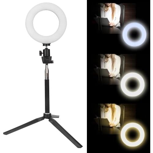 6 Inch LED Ring Light USB Dimmable Photography Lighting Selfie Lamp Fill Light With Stand For Makeup Video Live Photo Studio