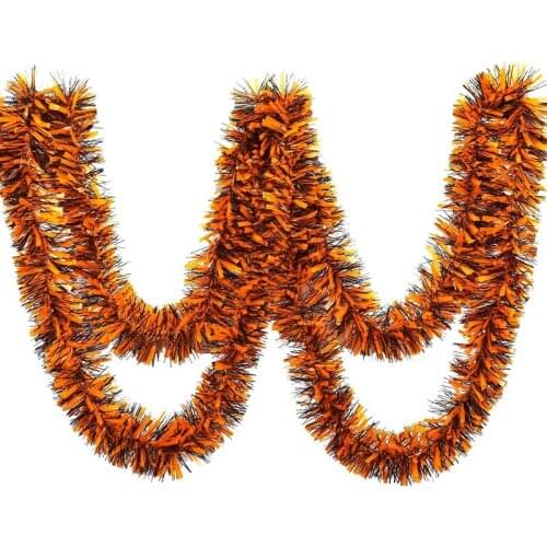 6 Pcs Halloween Tinsel Garland Black and Orange Shiny Garland Hanging Decorations for Halloween Party Holiday Supplies