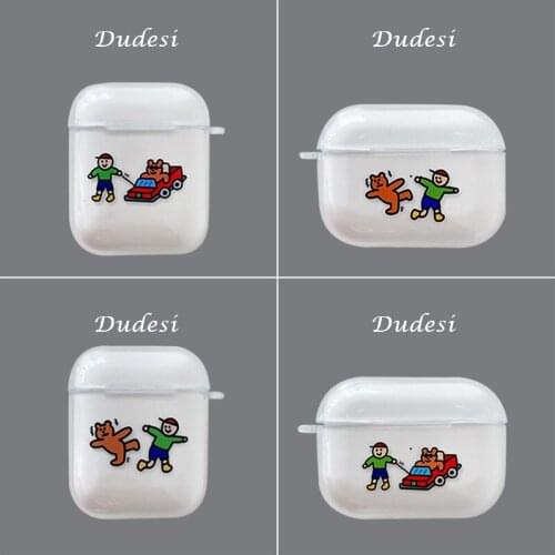 Korea boy Case For AirPods 2 1 pro Coque Wireless Bluetooth headphones Transparent PC soft Cover Funda Capa