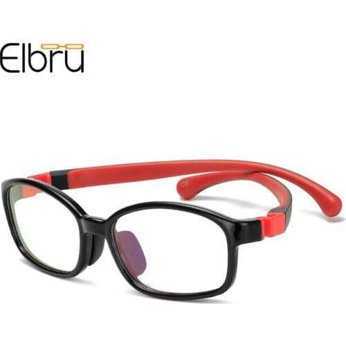 Elbru Retro Children Anti Blue Light Glasses Boys Girls Ultralight TR90 Colorful Eyewear Clear Silicone Non-sli Goggles For Kids