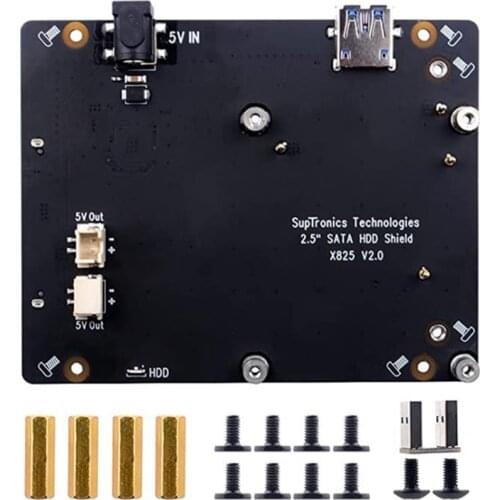 For Raspberry Pi 4 Model B 2.5 Inch SATA HDD/SSD Storage Expansion Board, X825 USB3.1 Mobile Hard Disk Module