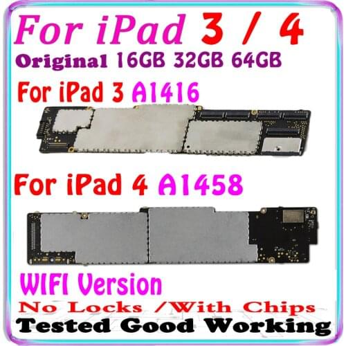 NO iCloud for iPad 3 4 A1416 A1403 A1458 16GB 32GB 64GB Motherboard Unlocked Logic Main Boards Wifi Version 100% Tested Working