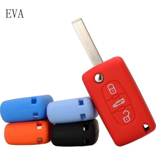 Silicone Car Key Case Cover For Citroen C3 C4 C6 Xsara Picasso Berlingo 3 Button Folding Flip Remote Key
