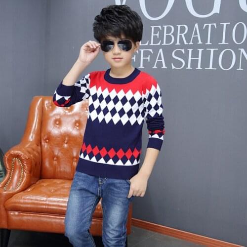 Boys Sweater Kids Outwear Tops 2021 Scoop Fleece Thicken Warm Winter Autumn Knitting Pullover Children Clothing