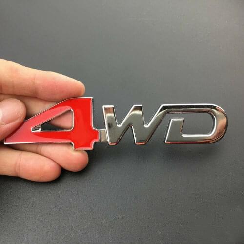 Chrome Metal Red 4WD 4x4 Car Rear Trunk Tailgate Emblem Badge Decal Stickers