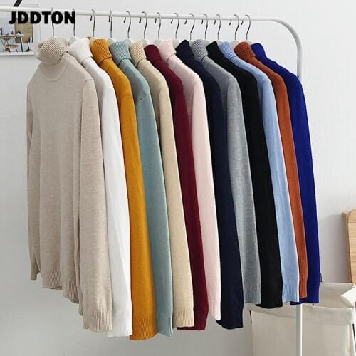JDDTON New Winter Mens Casual Turtleneck Sweater Long Sleeve Base Coat Tops Male Loose Pullover Korean Fashion Streetwear JE535
