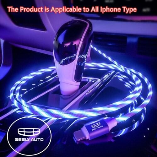 IPhone 12 Pro Max 11 X XR XS 8 7 Flow Luminous Lighting cable LED Wire For geely emgrand ec7 ec8 ck atlas ck2 ck3 gt gc9