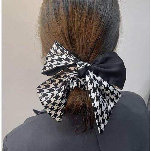 Plaid bow tie head rope female ponytail large intestine hair tie hair accessories