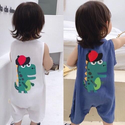 Baby Girl Clothes Summer Newborn Cotton Sleeveless Cartoon Dinosaur Rompers Toddler Kids Boys Soft Play suits Clothing MBR295