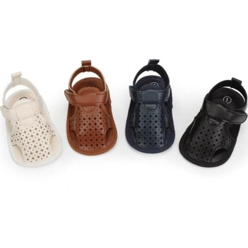 Summer Newborn Infant Baby Boys PU Sandals Soft Sole Anti Slip Solid color baby shoes toddle baby shoes Prewalkers 0-18M