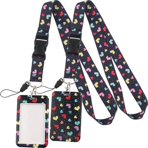 LT92 Love Heart Key lanyard Car Keychain Personalise Office ID Card Pass Gym Mobile Phone Key Ring Badge Holder Jewelry Gifts