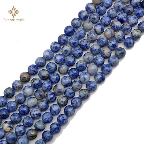 Natural Blue Spot Stone Round Loose Spacer Beads For Jewelry Making Diy Necklace Charms Findings Bracelet 4 6 8 10 MM 15