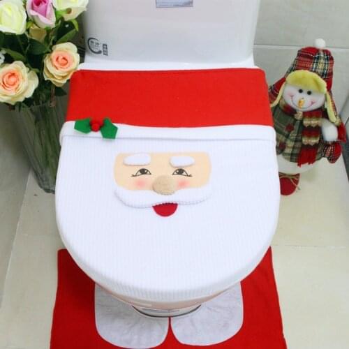 New Year Decoration Christmas Ornament Miflame 3-piece Suit Gifts Christmas Decorations for Home Santa Claus Toilet Lid Cover