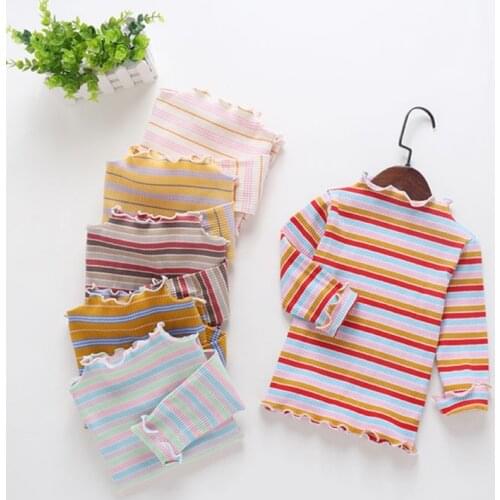 Autumn Fall Baby Girl Long Sleeve T-Shirts Kids Stripe Printed Tops Tees Casual Blouse Hot Sale