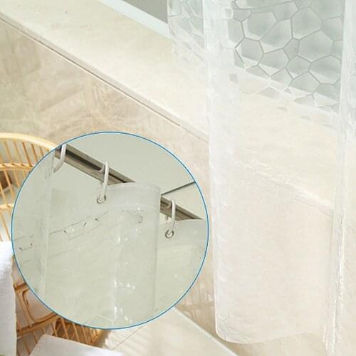 Transparent 3D Water Cube EVA Shower Curtain All Sizes With Weighted Hem With Hooks Rings Splash Resistant