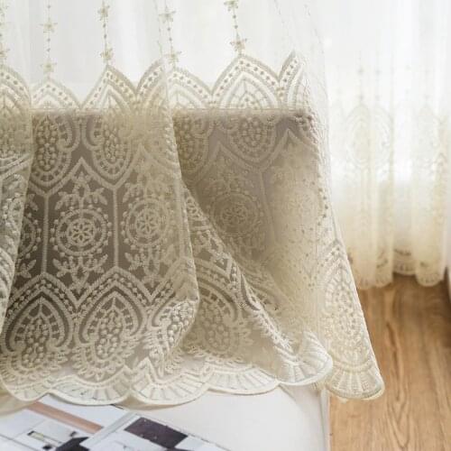 Luxury Europe Tulle Window Curtains For Living room Bedroom Delicate Lace Embroidered Voile Sheer Curtain for Kitchen Blinds