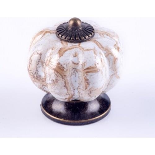 Antique Ceramic Pumpkin Knobs, Handles Pulls for Cabinets, Cupboard Dresser, Drawers, Kitchen Furniture or Kids Room