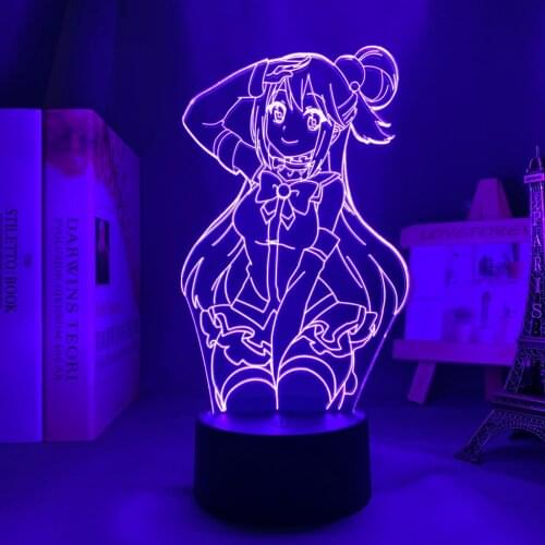 Anime Led Light KonoSuba Aqua for Kids Bedroom Decor Night Light Brithday Gift Manga KonoSuba Room Desk 3d Lamp Acrylic