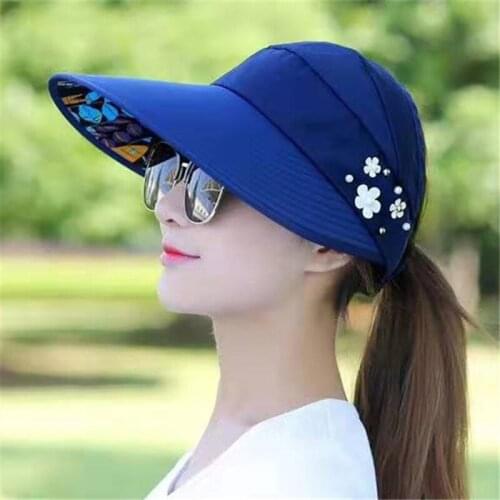 Visors Hat Empty Top Big Wide Brim Hat Foldable Windproof Summer Hat Riding Sunshade Outdoor Womens Summer Caps