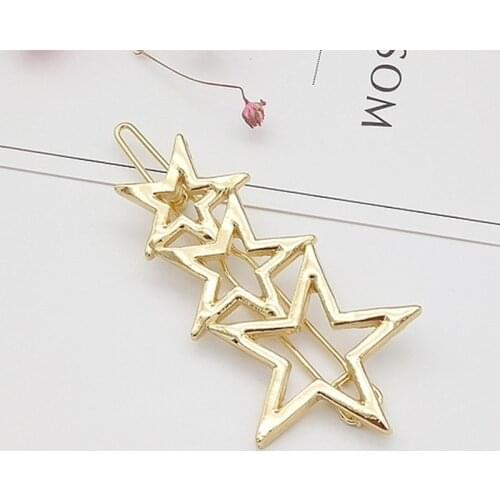 Women Girls Metal Crystal Geometry Triangle Hairpin Gold Silver Hair Clip Hair Accessories