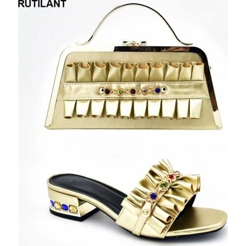 New Women Shoes and Bags To Match Set Italy Italian Designer Shoes and Bags Matching Set Decorated with Rhinestone Sexy Heels