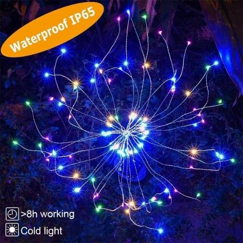 90//120/150 LED Solar Christmas Lights Outdoor Waterproof Solar Fireworks Light Lawn Lights Garden Decor Holiday Lamp 1pc