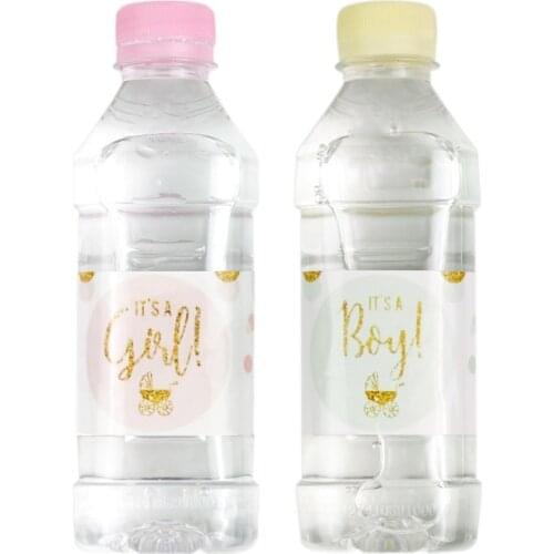 12Pcs Baby Shower Water Bottle Label Stickers it is a boy/girl Tag Gender Reveal Christening Decor Baby shower Supplies Favors