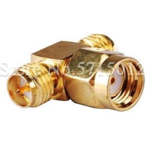 2pcs SMA RF Adaptor SMA-KJK Tee Connector Reversed Polarity Male Turn to Two Famale Jiont Socket Adaptors