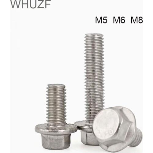20/50pcs GB5787 [M5 M6 M8 M10 M12] Hexagon Flange Bolts 304 Stainless Steel With Tooth Anti-slip Screw A2-70
