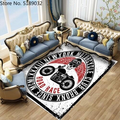 3D Anti-slip Carpets Floor Mats Living Room Skull Motorcycle Carpet Doormat Bedroom Modern Area Rugs Outdoor Indoor Table Rugs