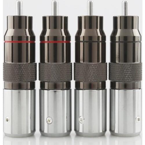 4pcs Hi-End Rhodium Plated Audiocrast OR09R unsolder RCA terminal HIFI DIY Brass Plating Rhodium Audio Video Connectors