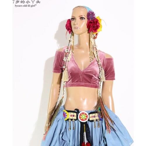 ATS Choli Velvet Fat Chance Tribal Choli Costume Short Drop Sleeve Top Women CJJ28