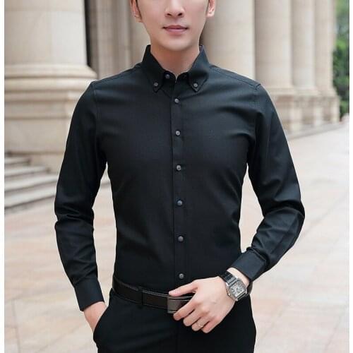 BROWON 2021 Brand Casual Spring Luxury Long Sleeve Slim Fit Men Shirt Streetwear Social Dress Shirts Mens Fashions Jersey