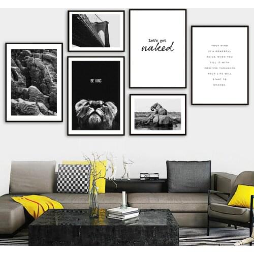 Brooklyn Bridge Lion Elephant Stone Quote Wall Art Canvas Painting Nordic Posters And Prints Wall Pictures For Living Room Decor