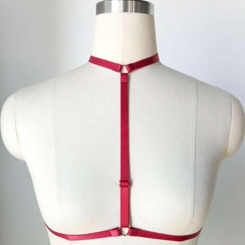 Gothic Women Sexy Elastic Cage Bra Hollow Out Bandage Strappy Halter Harness Bustier Tops Vest Body Harness Sexy lingerie Bra