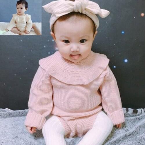 Baby Bodysuit 2019 Spring Autumn White Pink Newborn Baby Girls Boys Romper Knitted Jumpsuit For Baby Clothes Long Sleeve Rompers